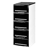 日本製 収納チェスト 引き出し インテリアチェストクラシック (35cm幅 5段, ブラック)