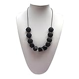 Lil' Jumbl Baby Teething Necklace | Organic Food Grade Silicone | BPA-Free (Black) [並行輸入品]