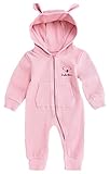 (コ-ランド) Co-land ベビー ロンパース 長袖 クマ 着ぐるみ フード付き カバーオール 女の子 男の子 パジャマ 新生児 出産祝い ピンク 80cm