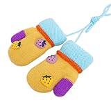 黄色の文字列[ストロベリー]で1ペアユニセックスベビー冬の手袋のミトン