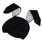 ゴシレ Gosear ベビー 赤ちゃん 冬用 防寒 ニット帽子 子供 編みキャップ かわいい ウサギの耳 黑色