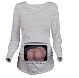 Zhhyltt 出産のtシャツ Maternity T-Shirt Long Sleeve Funny Baby Butt for Pregnancy Gift