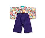 袴 ロンパース 袴　カバーオール はかま 花柄 着物 ドレス フォーマル 女の子 ピンク/レッド お正月 七五三 節句 百日祝い 出産祝い 誕生日 パーティー 結婚式 きもの風ロンパース 70cm/8