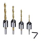 HOMEIDOL 4本 木工用ドリル 皿取錐ドリル 皿錐 面取り バリ取り 下穴 座ぐりドリル 3mm 4mm 5mm 6mm （4本セット）