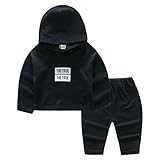 子供服 男の子 ベビー トレーナーパーカー 長袖Tシャツ パンツ 2点セット 普段着 遊び着 (90CM, ブラック)
