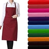 FUT(エフュ ト) 男女兼用人気料理エプロン　首かけ格好いいカフェエプロン　撥水加工おしゃれ仕事エプロン　　ディープレッドベーシックタイプ1枚入れ