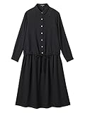 Angeliebe エンジェリーベ マタニティ ワンピース 授乳口 付 シャツ カラー レイヤード ワンピ 妊婦服 裏地付 産前 産後 M ～ L ブラック