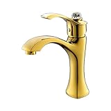 UMANYI 洗面台用 混合水栓 蛇口 台付き シングルレバー 金メッキ BEKDL123A