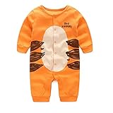 エルフ ベビー(Fairy Baby)新生児服 カバーオールロンパース 前開き 長袖 春秋用 オレンジ 12M