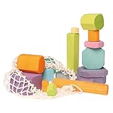 Grimm's Tree Slices - First Wooden Building Blocks Set for Baby & Toddler in Pastel Colors [並行輸入品]