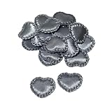 Petinoa【正規品】サテンハート 手芸用 デコパーツ 20個入り ぬい活・推し活・ハンドメイド用 素材 全15色 (シルバー)