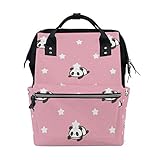 ママバッグ　マザーズバッグ　リュックサック　ハンドバッグ　旅行用 パンダ柄 ピンク ファション