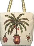 123 Creations C216HB-16x13x5 in. Palm Tree Needlepoint Tote Bag