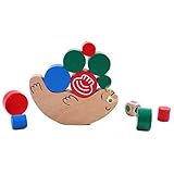 夢の空 木製カラフルな丸パーツバランスゲーム　アシカちゃんバランスゲーム 木のおもちゃ 平衡木おもちゃ　知育玩具 誕生日プレゼント　贈り物　アシカ本体、丸パーツセット