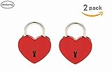 南京錠、Beespring 2個ミニメタルハート型南京錠荷物キャビネットセキュリティロック南京錠引き出しLocke結婚記念日ギフト – レッドカラー