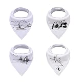 ALVABABY 赤ちゃん ビブ 三角 水墨 デザイン よだれかけ バンダナ型 サイズ調整可能 4枚セット SH12-JP