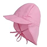 Perfk 全４色　キッズ　子供水着用　日よけ帽子　日よけキャップ　垂れ布付き帽子　スイムキャップ　水泳帽子　女の子　男の子　紫外線対策　　 * - ピンク, L