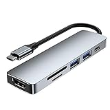 USB C ハブ 6ポート Type-C ドッキングステーション USB3.0対応 2USB-Aポート 高速データ伝送 Type-C PD急速充電 4K HDMI出力 SD/TFカードリーダ 軽量 コンパクト ポート増設 機能拡張 互換性 MacBook Pro/MacBook Air/iPad Pro/Huawei Matebook/ChromeBook等に対応 グレー