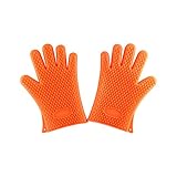 食品グレード 高耐熱 厚シリコン バーベキュー マイクロ波 オーブン手袋オレンジ