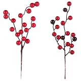 Lurrose 6個 人工果実 クリスマスフェイクベリー クリスマスピック レッドピップベリー 一輪挿し造花 インテリア造花 レッドベリー 松の枝 赤 プラスチック 装飾品