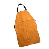 P Prettyia 牛革　溶接エプロン　ポケット付　耐火性 はんだ付け　防護服