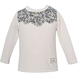 2016年 秋冬 UZULAND ウズランド 小花 ヨーク切替 長袖Ｔシャツ 薄ベージュ-花柄ネイビー◇95cm