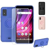jioeuinly ANS Blu Studio Mini 2023 ケース Blu Studio Mini 2023 対応 スマホケース カバー [強化ガラススクリーンプロテクター付き] [ 2mm 厚手 スーパープロテクション] [リングサポート] ブルー