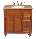 Stufurhome gm-2214 – 36-tr 36-inchメアリーSingleダークチェリー仕上げでVanity with Marbleトップinトラバーチンwithホワイトアンダーマウント