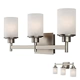 つや消しニッケル3 Globe Vanity Bathライトバー器具withエッチングガラス