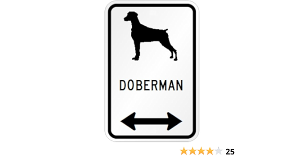Amazon Doberman マグネットサイン ホワイト ドーベルマン 小 シルエットイラスト 矢印 英語標識デザイン Water Resistant Uv Coa Signsup カー用品 通販