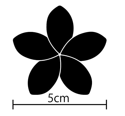 プルメリア Plumeria Rubra インドソケイ 花 花びら Flower フラワー シルエット マーク ステッカー シール デカール 5cm ブラック 文具百貨