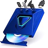 外付けDVDドライブ USB 3.0＋Type-C対応、ポータブルCD/DVDプレーヤー、再生・読み込み・書き込み対応、MacおよびWindows 7〜11対応（blue）
