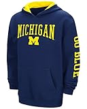 Michigan Wolverines NCAAエンドゾーン」プルオーバーフード付きユーススウェットシャツ – Navy