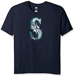 MLB Seattle MarinersレディースTeam Short Sleeved画面Tシャツ、1 x、海軍