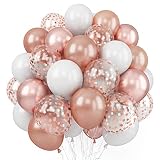 バルーン ローズゴールド ホワイト 20個 風船 ローズゴールド 白 豪華セット 誕生日 飾り付け ローズゴールド 白 ラテックス風船 紙吹雪風船 バースデーパーティー 結婚式 記念日 飾り イベント お祝い バルーンブーケ 結婚祝い