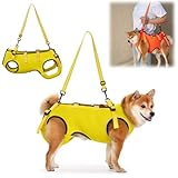 GIIPET-犬用介護ハーネス 夏 通気 犬 介護用ハーネス 歩行補助 老犬 けが 介護用品 脱着簡単 老犬/怪我/手術/快復中/病気 中型犬 小型犬 介護 服 脚 障害 リハビリ 散歩 胴輪 犬の前足と後ろ足の補助 お出かけ便利 (イエロー【夏】, S(4-8kg))