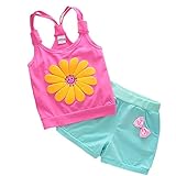 Cutelove 子供服 Tシャツ タンクトップ＆パンツ 上下セット ヒマワリ柄 半袖 ショートパンツ 可愛い 女の子 赤ちゃん 夏 カジュアル