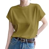 [YUMISS] 【新色追加】 Tシャツ レディース 半袖 ゆったり 【サラッとした着心地・ゆったり体型カバー】 レディース トップス 夏 tシャツ 柔らかい 快適 通気 吸汗 速乾 日常 通勤 オフィス シンプル おしゃれ カットソー (JP, アルファベット, M, イエロー)