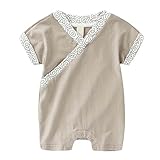 [カーキ]ベビーボディスーツパジャマコットンベビーロンパースアウトドア夏の中国のチャイナドレス ベビー ロンパース 赤ちゃん ボディ スーツ