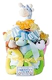 【 出産祝い 】 おむつケーキ ふわふわ 輪なげっこ 女の子 男の子 メッセージカード 可愛い ぬいぐるみ テディベア 人形 パンパース Sサイズ13枚 HAPPY BABY（ハッピー ベビー） (男