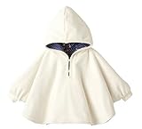 リバーシブル フード 付き パーカー 男の子 女の子 兼用 キッズ ベビー ポンチョ 出産祝い プレゼント (ホワイト 100cm)