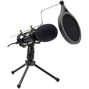 マイクコンデンサマイク スマホ マイマイク ゲーム実況 スタンドマイク スマホマイク マイクロフォン 小型 集音マイク 全指向性 生放送 集音 録音 会議用 カラオケ機器 (ブラック)