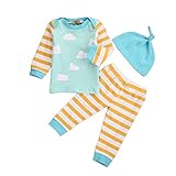 子供服　ベビー服　男の子　女の子　パジャマ　長袖　トップス　パンツ　帽子　上下セット　秋物 冬物　 スェット 　０～18ヶ月　70　80　90　100 (80)