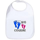 CafePress Big Cousin Baby Footprints Bib - Standard Cloud White [Apparel] Cute Gift Present by CafeP