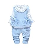 FEVON　セットアップ　ベビ服　女の子　3点セット　Tシャツ+ベスト+ロングパンツ　長袖　春秋　可愛い　フリル　リボン　子供　ガールズ　キッズ　赤ちゃん　長パンツ　ズボン　トップス　カットソー　コッ