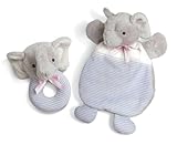 North American Bear First Friends Baby Cozy and Rattle Set, Elephant Gray by North American Bear