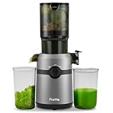 Fretta ジューサー 10.8cm広い投入口 1L大容量 スロージューサー 細かくカット不要 一度投入 取り付け簡単 コールドプレスジューサー 搾りカス分離 BPAフリー グレー