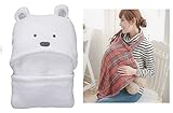 【セット商品】授乳ケープ と クマさん おくるみ (ホワイト)　／　エプロン ワイヤー入り ケープ