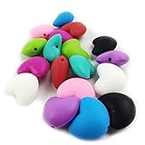 50pc Baby Nurse Teether Silicone Beads Small Heart-shaped Shape Diy Chewable Beads [並行輸入品]