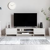 モダンデコ テレビ台 32-50型 対応 150cm幅 ホワイト ローボード ワイド 収納 脚付き 幅150×奥行き28.5×高さ29.5cm TV台 木製 ロータイプ リビング (ホワイト, 150サイズ)